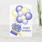 Birthday Bouquet Balloons Pansy Garden Blume Karte (Vorderseite)