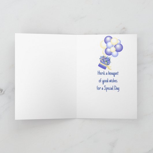 Birthday Bouquet Balloons Pansy Garden Blume Karte (Innenseite)