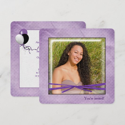 Birthday Bow im Foto Einladung (Vorne/Hinten)