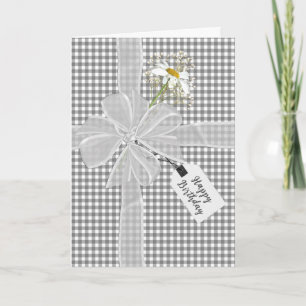 Birthday Bow mit Daisy On Gingham Karte