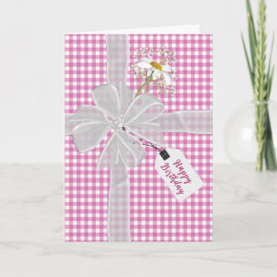Birthday Bow mit Daisy On Gingham Karte