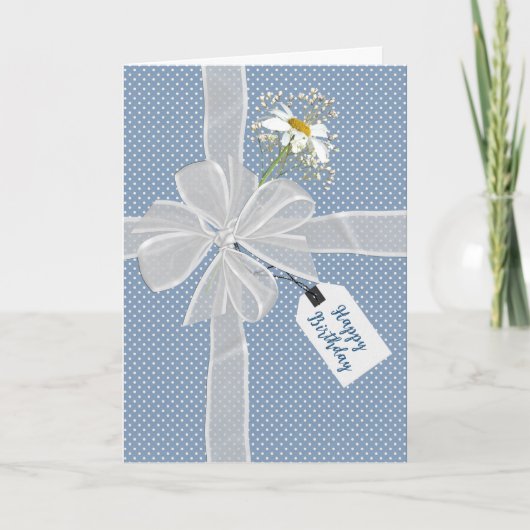 Birthday Bow mit Daisy On Gingham Karte (Vorderseite)