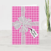 Birthday Bow on Pink Gingham Karte (Vorderseite)