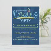 Birthday Bowling Party Einladung (Stehend Vorderseite)