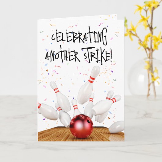 Birthday Bowling Strike Karte (Gelbe Blume)