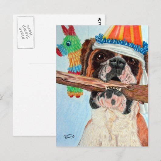 Birthday Boxer Postkarte (Vorne/Hinten)