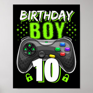 Birthday Boy 10 Video Game Controller Gamer 10. B Poster