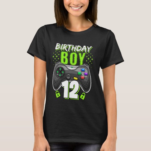 Birthday Boy 12 Video Game Controller Gamer 12. B T-Shirt (Vorderseite)