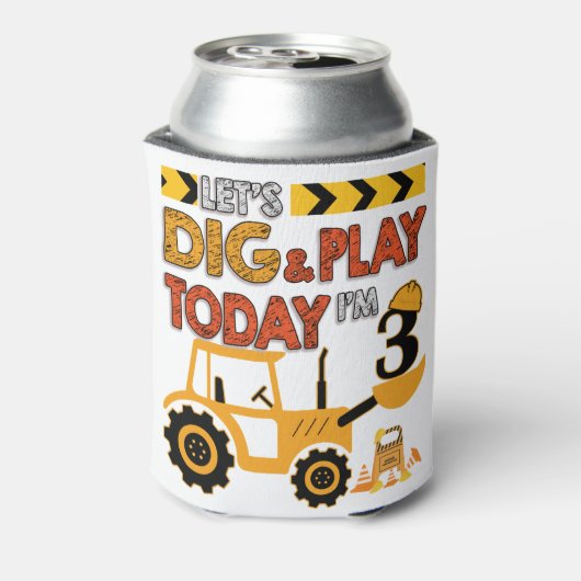 Birthday Boy 3 Construction 3rd Birthday Excavator Dosenkühler (Kanne Rückseite)