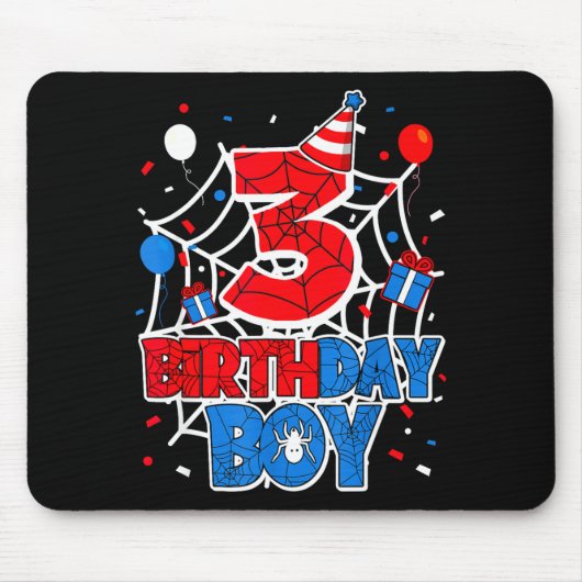 Birthday Boy 3 Year Old Sders 3rd Birthday Kids Mousepad (Vorne)