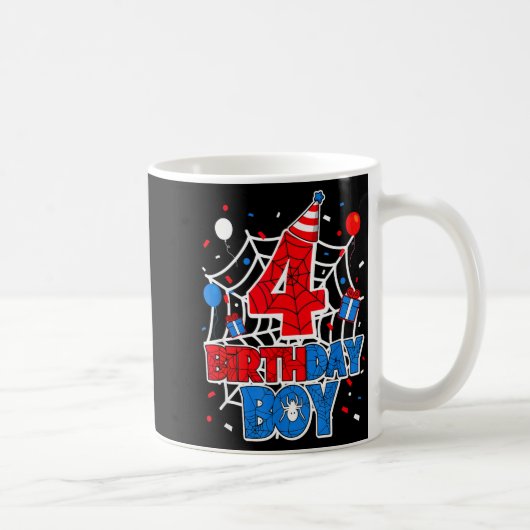 Birthday Boy 4 Year Old Sders 4th Birthday Kids  Kaffeetasse (Rechts)