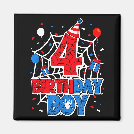 Birthday Boy 4 Year Old Sders 4th Birthday Kids Magnet (Vorne)