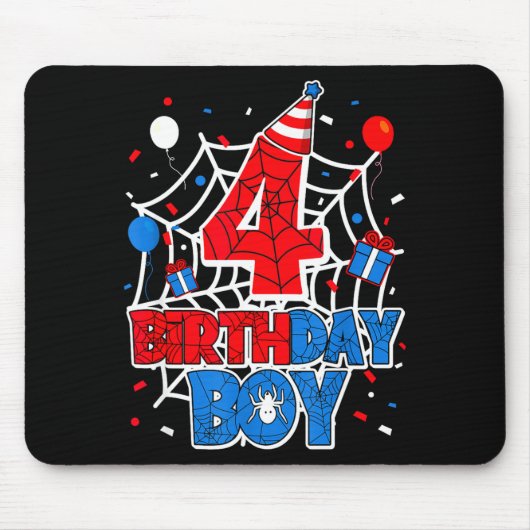 Birthday Boy 4 Year Old Sders 4th Birthday Kids Mousepad (Vorne)