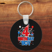 Birthday Boy 4 Year Old Sders 4th Birthday Kids  Schlüsselanhänger (Vorderseite)