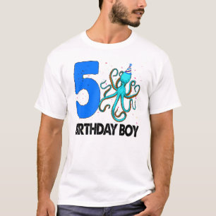 Birthday Boy 5 S Octopus Liebe T-Shirt