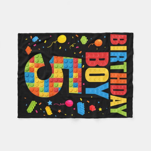 Birthday Boy 5 Year Old Building Blocks 5th Birthd Fleecedecke (Vorderseite (Horizontal))