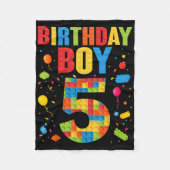 Birthday Boy 5 Year Old Building Blocks 5th Birthd Fleecedecke (Vorderseite)