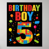 Birthday Boy 5 Year Old Building Blocks 5th Birthd Poster (Vorne)