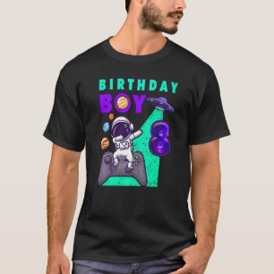 Birthday Boy 8 Gamer Dabbing Astronaut 8 Jahre alt T-Shirt