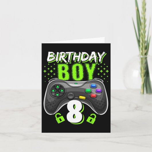 Birthday Boy 8 Video Game Controller Gamer 8th Bir Karte (Vorderseite)