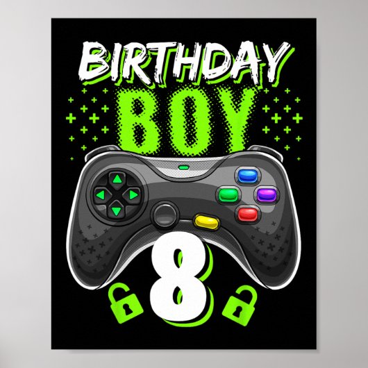 Birthday Boy 8 Video Game Controller Gamer 8th Bir Poster (Vorne)