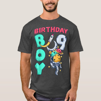 Birthday Boy 9 Year Old, Astronaut, Space Rocket,  T-Shirt