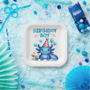 Birthday Boy Axolotl Vibes Niedliches Party Design Pappteller