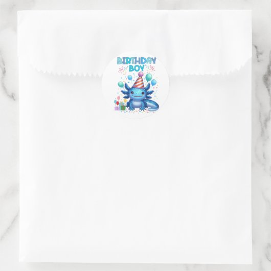 Birthday Boy Axolotl Vibes Niedliches Party Design Runder Aufkleber (Tasche)