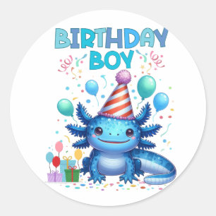 Birthday Boy Axolotl Vibes Niedliches Party Design Runder Aufkleber