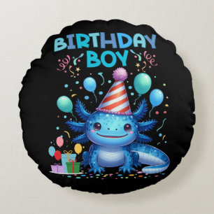 Birthday Boy Axolotl Vibes Niedliches Party Design Rundes Kissen