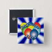 Birthday Boy Balloons Button (Vorne & Hinten)