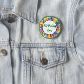 Birthday Boy Balloons Button Blue Yellow Green (Beispiel)