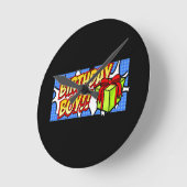 Birthday Boy Banner Runde Wanduhr (Winkel)