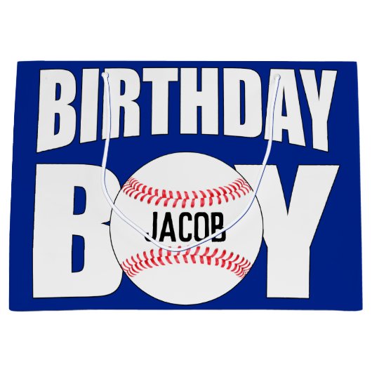 Birthday Boy Baseball Player Party Individuelle Na Große Geschenktüte (Vorderseite)