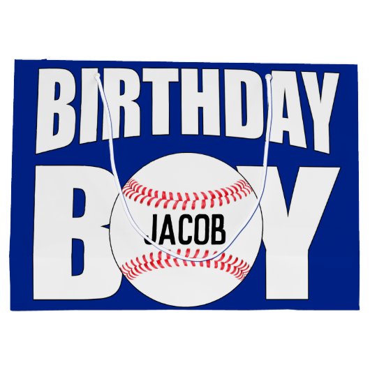 Birthday Boy Baseball Player Party Individuelle Na Große Geschenktüte (Rückseite)