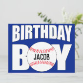 Birthday Boy Baseball Player Party Individuelle Na Karte (Stehend Vorderseite)