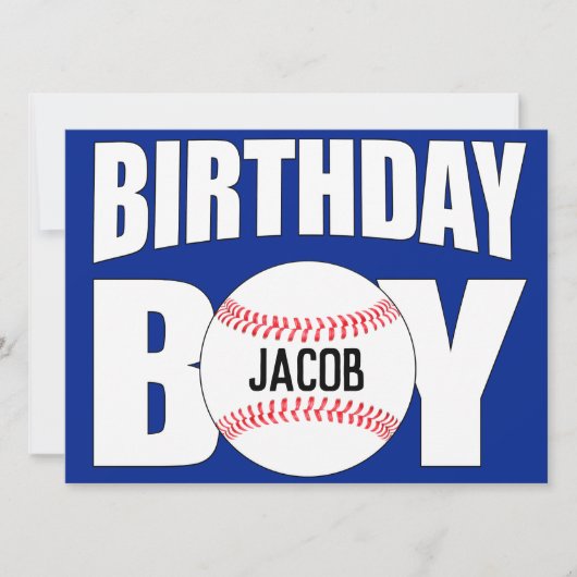 Birthday Boy Baseball Player Party Individuelle Na Karte (Vorderseite)