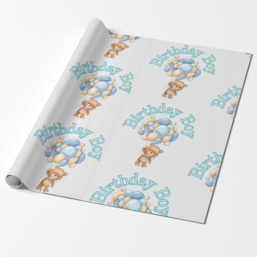 Birthday Boy Bear Idea Geschenkpapier (Ungerollt)
