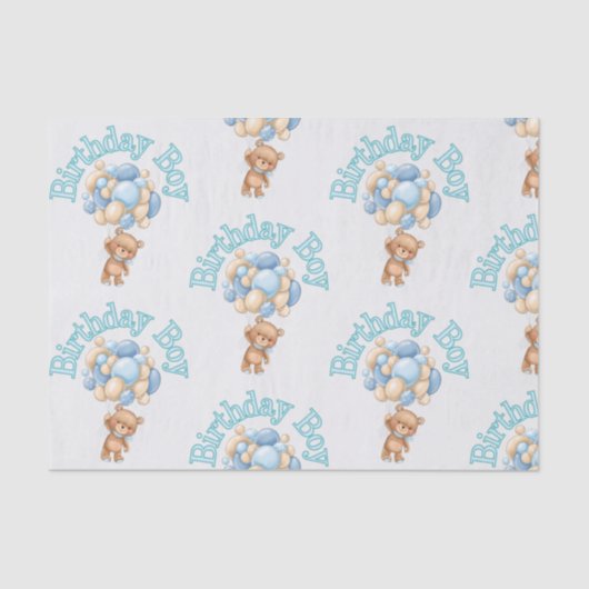 Birthday Boy Bear Seidenpapier (Vorderseite)