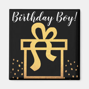 Birthday Boy Black and Gold Imitate Foil Magnet