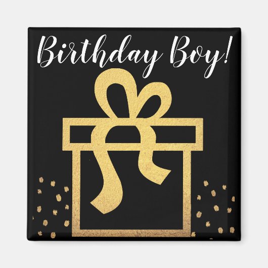 Birthday Boy Black and Gold Imitate Foil Magnet (Vorne)