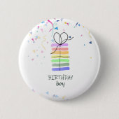 Birthday Boy Button mit Confetti (Vorderseite)