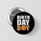 Birthday Boy Bysketbyll Theme Party Future Byskett Button (Vorne & Hinten)