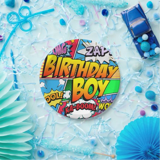 Birthday Boy Comic Book Party Pappteller (Party)