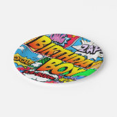 Birthday Boy Comic Book Party Pappteller (Schrägansicht)