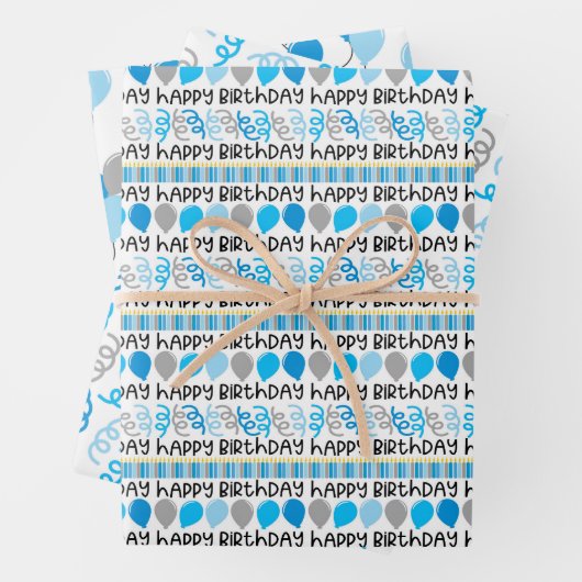 Birthday Boy Coordinating Pattern Wrapping Paper Geschenkpapier Set (Beispiel)