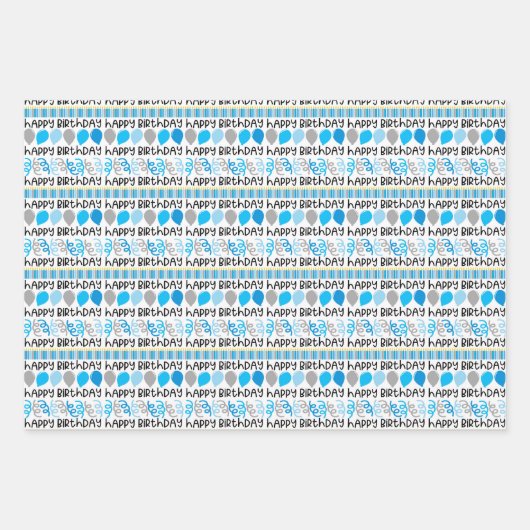 Birthday Boy Coordinating Pattern Wrapping Paper Geschenkpapier Set (Vorderseite)