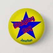 Birthday Boy Cute Personalized Button (Vorderseite)