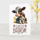 Birthday Boy Daisy Cow Karte (Gelbe Blume)