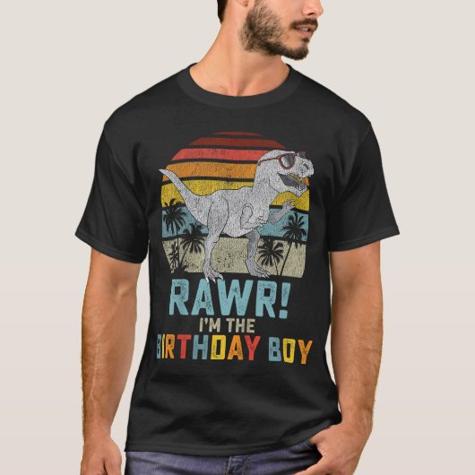 Birthday Boy Dino T Rex Dinosaurier Boys Matching T-Shirt (Vorderseite)